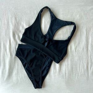 L Space Black Ribbed Bikini, size XS, high waisted Bottom